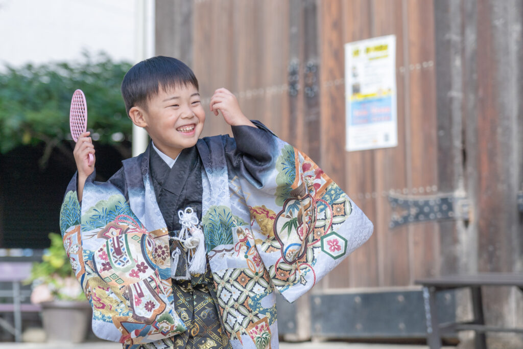 七五三　5歳男の子　出張撮影　海老江八坂神社