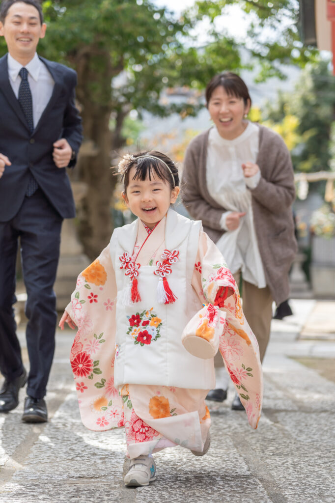 長瀬神社　七五三　3歳　女の子　人見知り